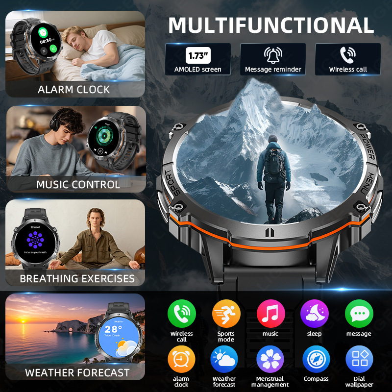 New X3 High-Definition Large-Screen Bluetooth Calling Health Monitoring Sports Mode Mens Smartwatch - Image 6