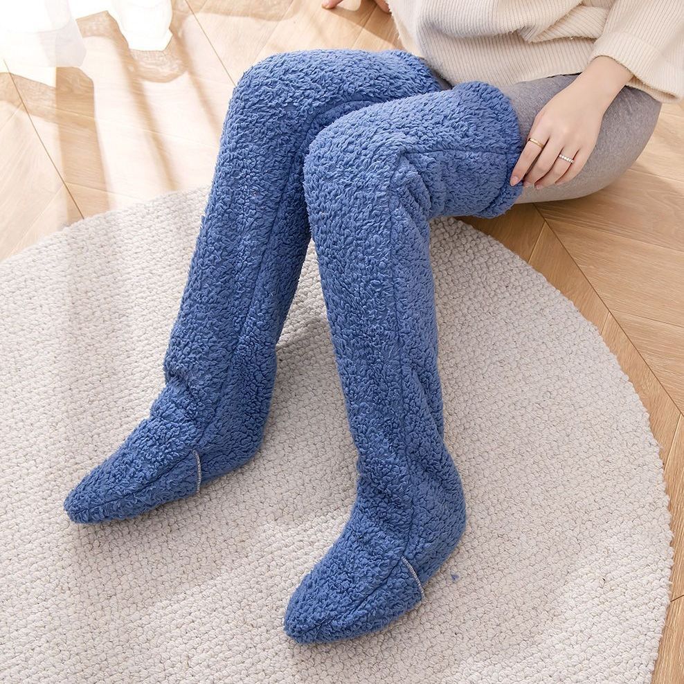 Over Knee High Fuzzy Long Socks Winter Warm Cold Leg Knee Joint Cold-proof Stockings Home Floor Sleeping Socks - Image 7