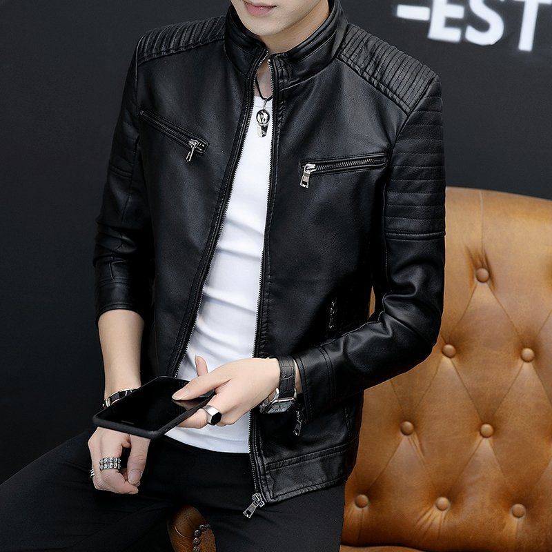 Mens Springautumn Leather Jacket