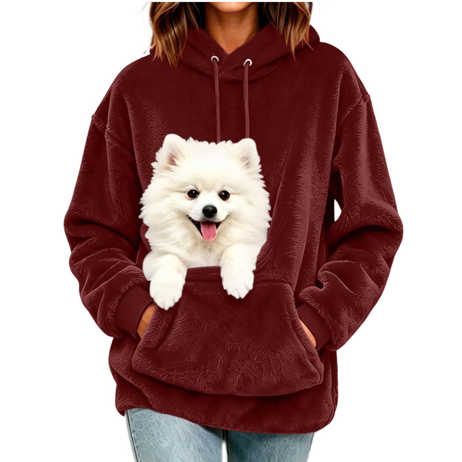 Casual Hoodies Kangaroo Dog Pet Holder Carrier Big Pouch Pocket Pullovers Sweatshirt Animal Pouch Hood Sweatshirts - Image 2