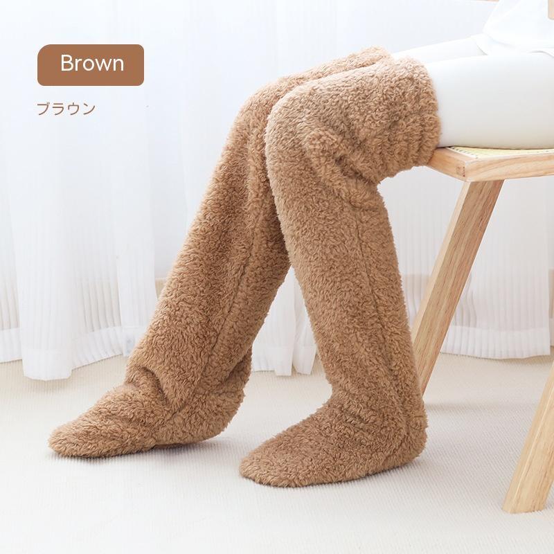 Over Knee High Fuzzy Long Socks Winter Warm Cold Leg Knee Joint Cold-proof Stockings Home Floor Sleeping Socks - Image 4