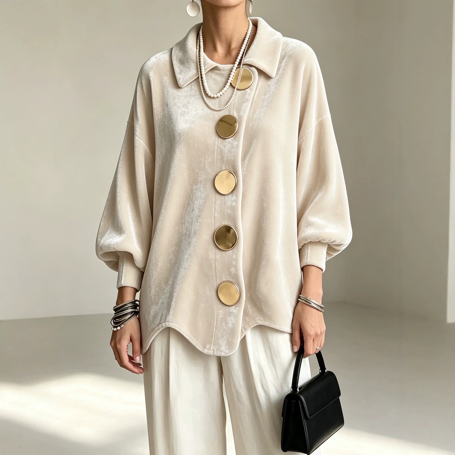 Women's Long-sleeved Lapel Cardigan Jacket - Image 8