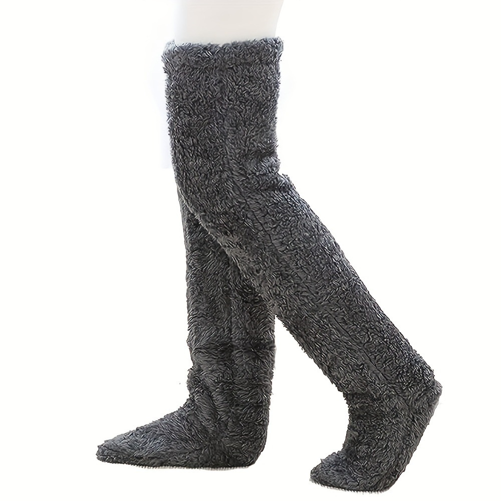 Over Knee High Fuzzy Long Socks Winter Warm Cold Leg Knee Joint Cold-proof Stockings Home Floor Sleeping Socks - Image 3
