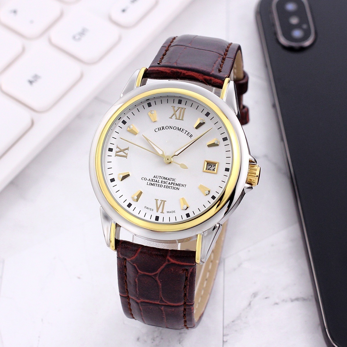 Mens Transparent Skeleton Mechanical Automatic Casual Watch - Image 6