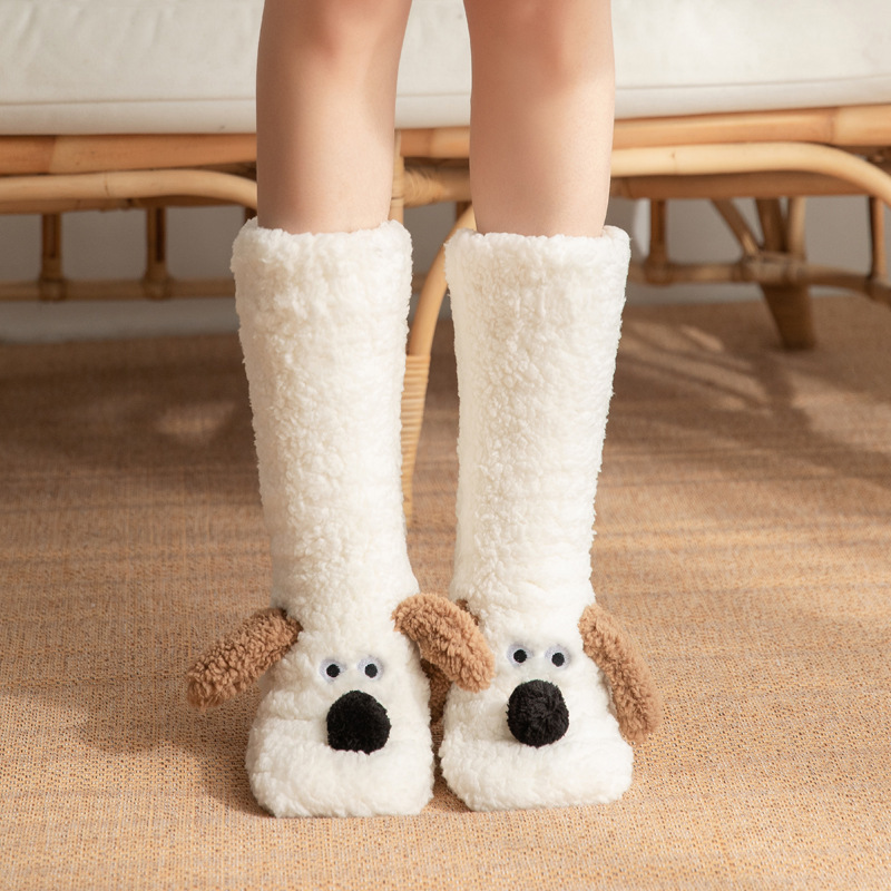 Cute Cartoon Dog Floor Socks Winter Warm Non-slip Plush Socks For Women - Image 10